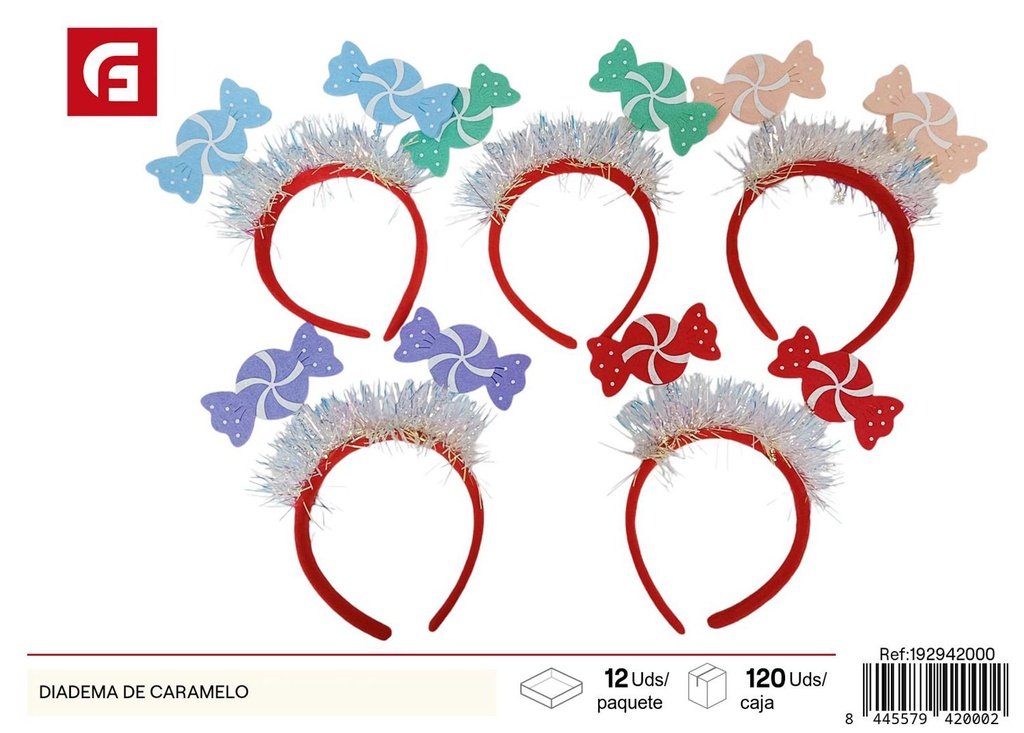 Diadema de caramelo para fiestas navideñas