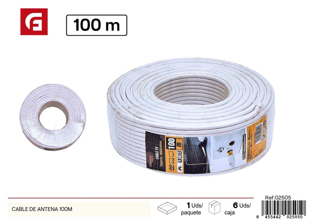 Cable de antena 100m para conectores de TV