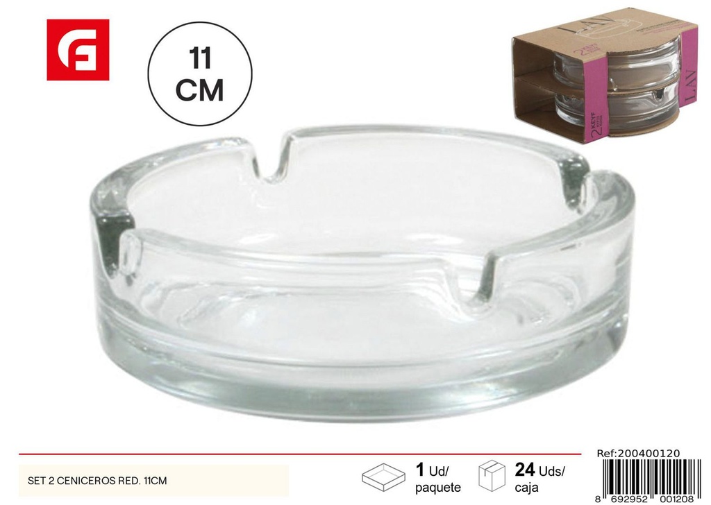 Cenicero de vidrio transparente 11cm set 2 - Artículos de fumar