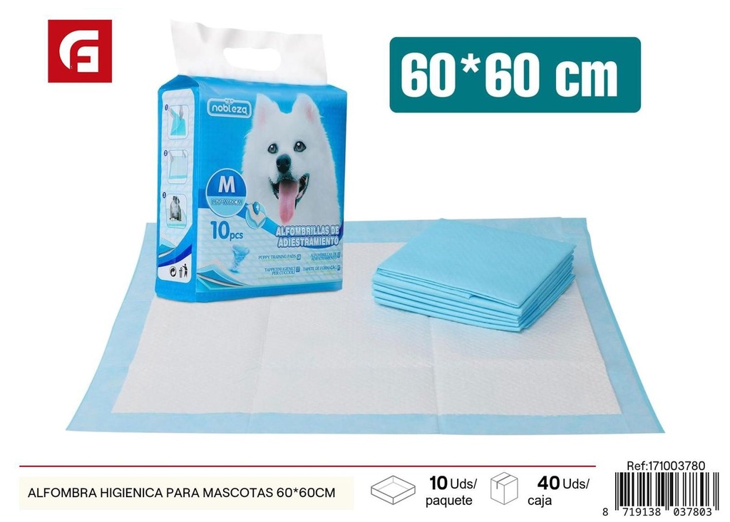 Alfombra higiénica para mascotas 60x60 cm - Cuidado de mascotas