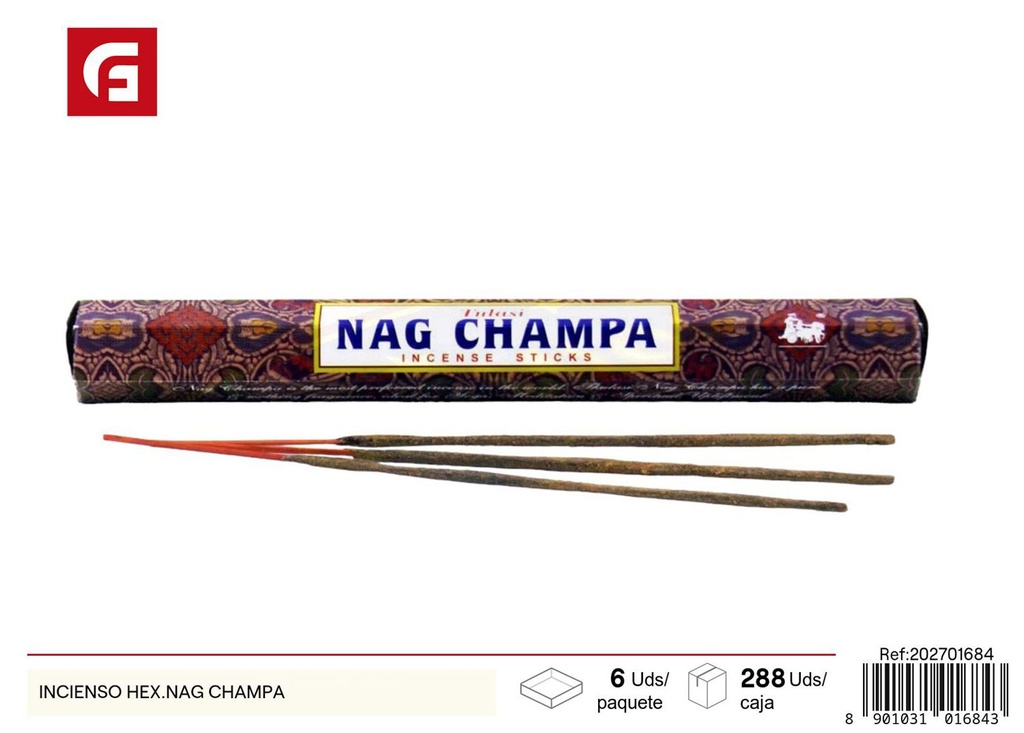 Incienso hexagonal Nag Champa 15g para ambientación