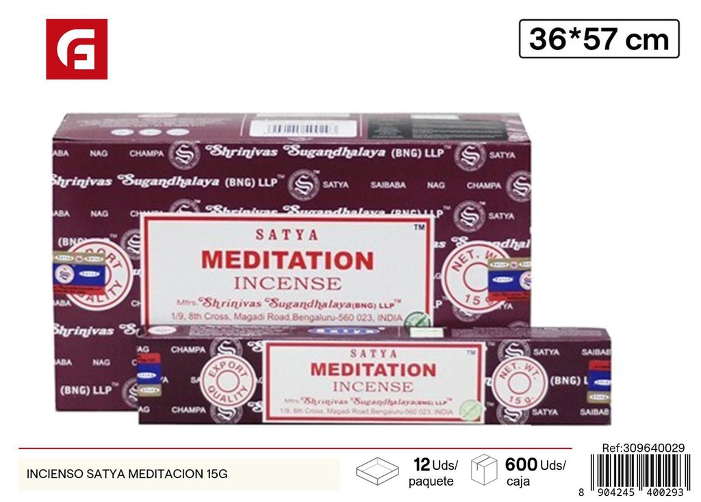 Incienso Satya meditación 15g - Ambientadores y velas aromáticas