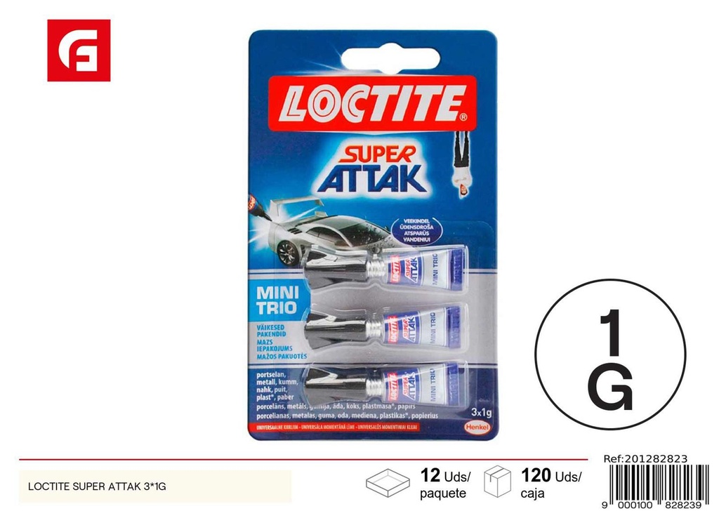 Loctite Super Attak 3x1g para reparaciones y manualidades