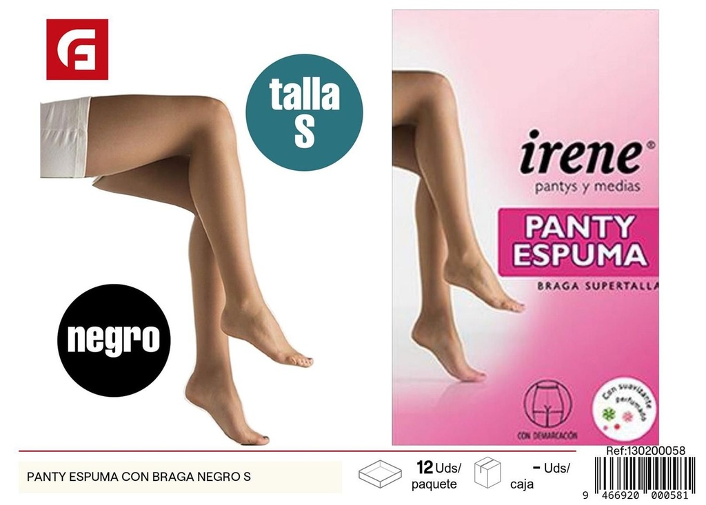 Panty espuma con braga negro S - Ropa de moda
