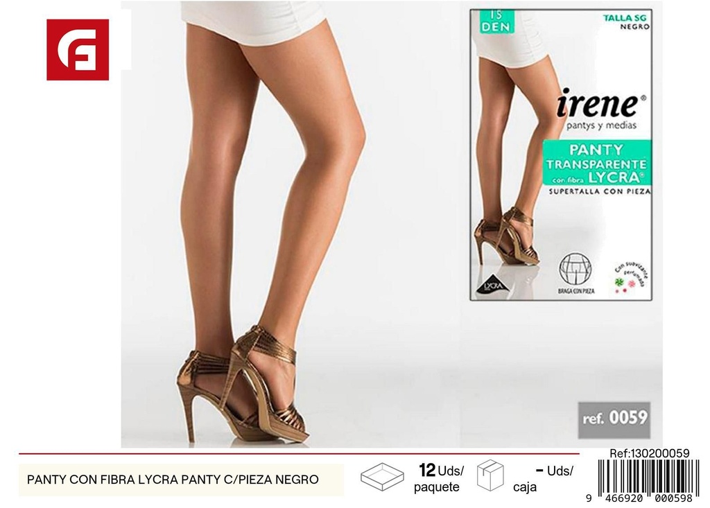 Panty con fibra Lycra c/pieza negro - Ropa íntima y accesorios de mercería