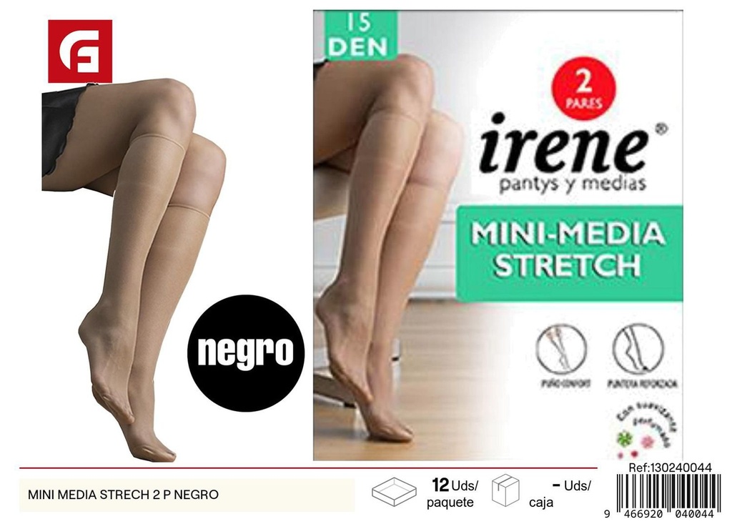 Mini panty stretch 2 pares negros - Accesorios de ropa