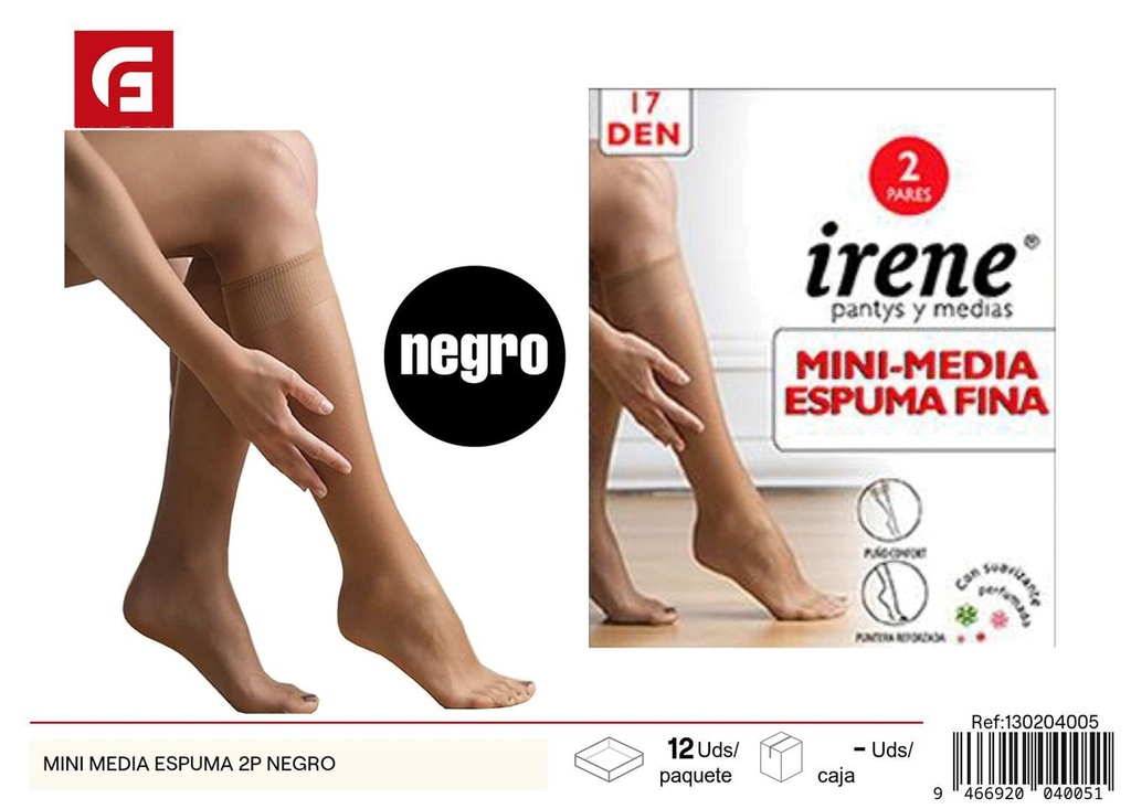 Mini medias de espuma 2P negras - Calcetines y pantys