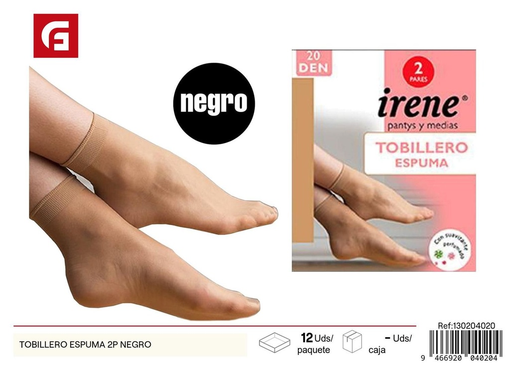Panty tobillero espuma 2P en negro - Medias