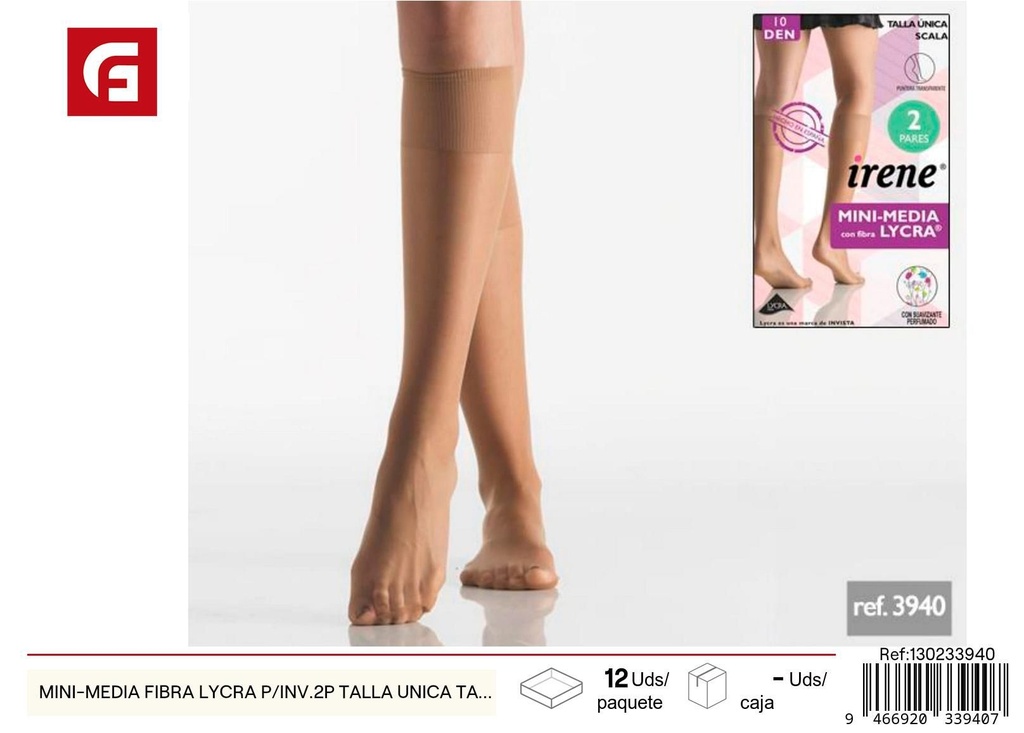 Mini-media fibra Lycra p/inv. 2P talla única tabaco - Ropa íntima y accesorios de mercería