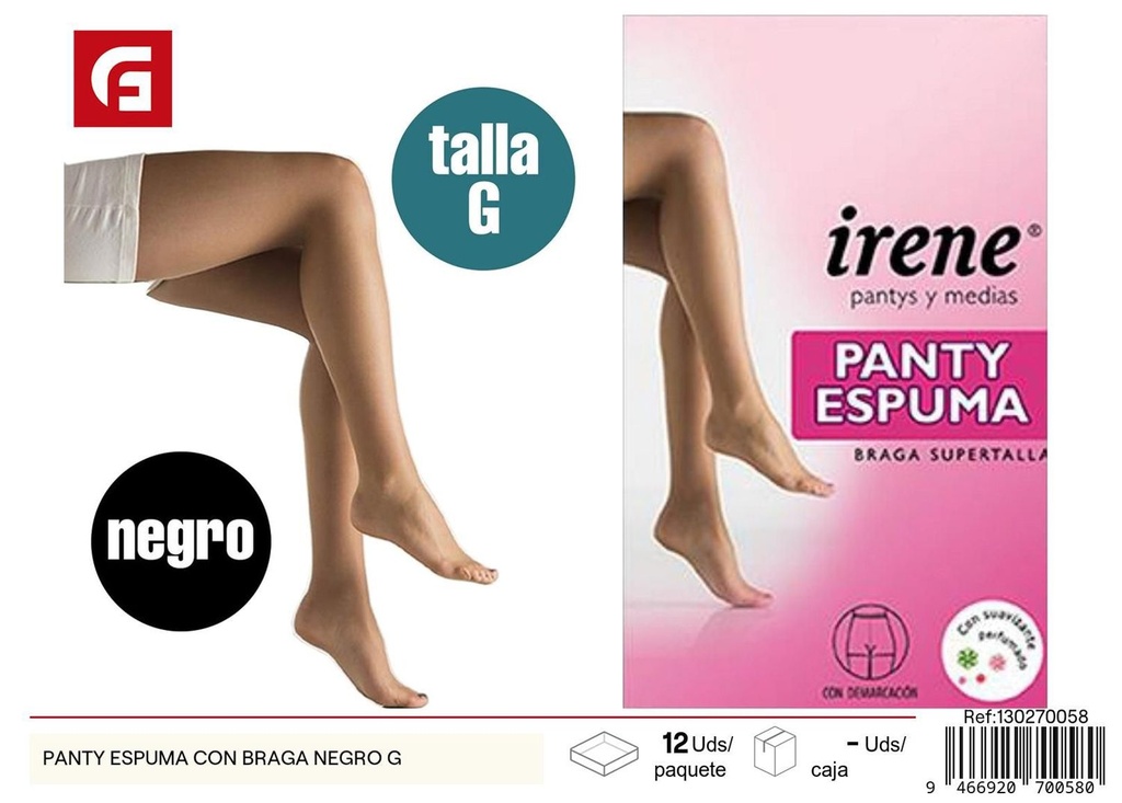 Panty espuma con braga negro G - Ropa de moda