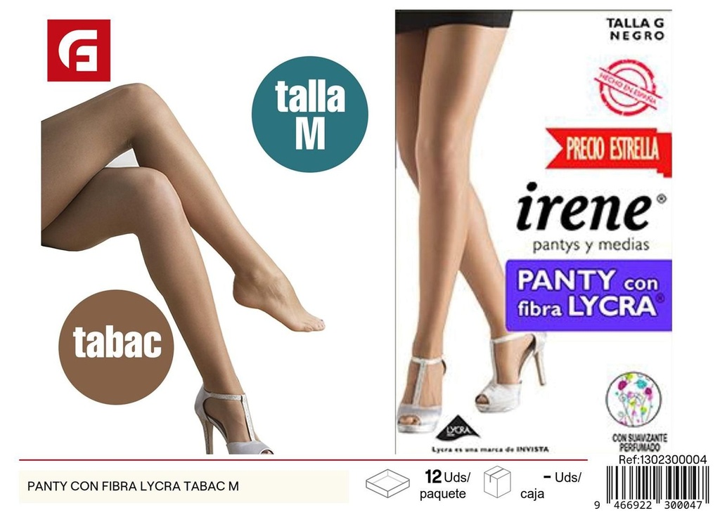 Panty con fibra lycra tabac M para moda