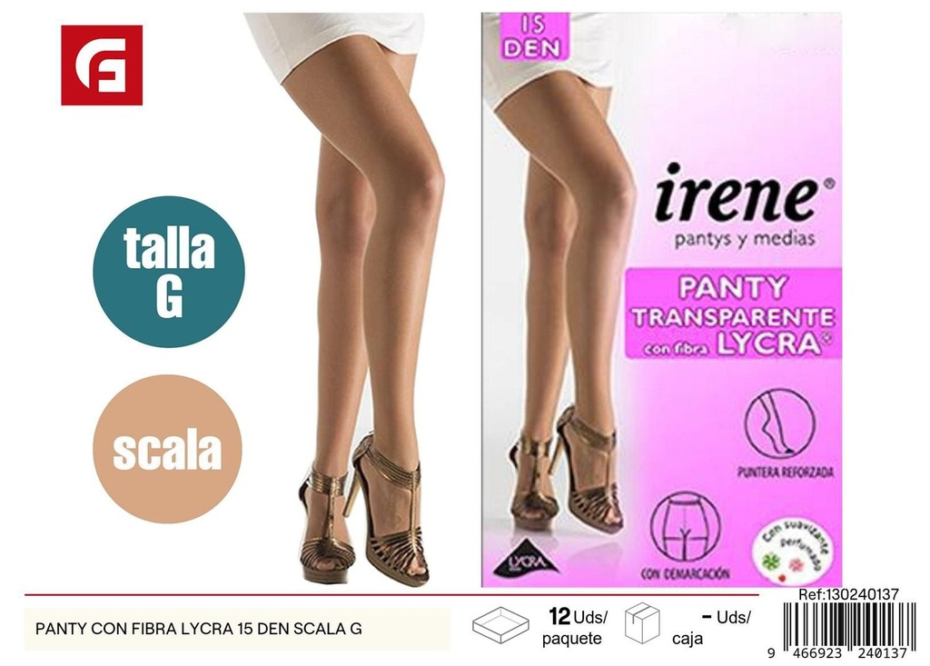 Panty con fibra Lycra 15 den Scala G