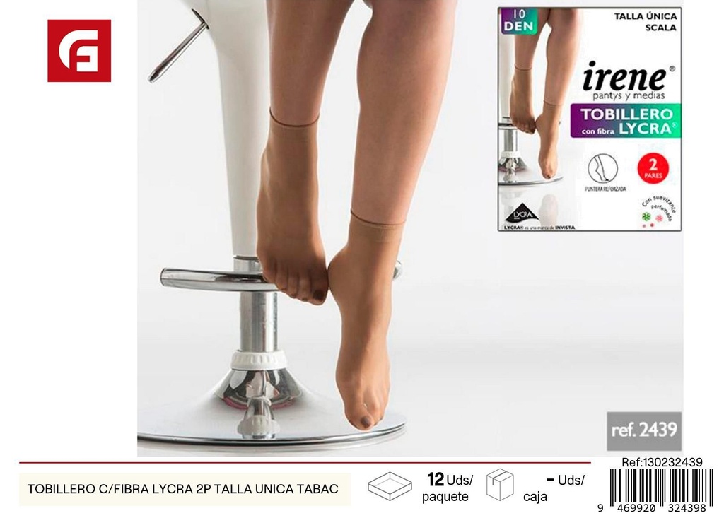 Tobillero c/fibra Lycra 2P talla única tabaco - Ropa íntima y accesorios de mercería