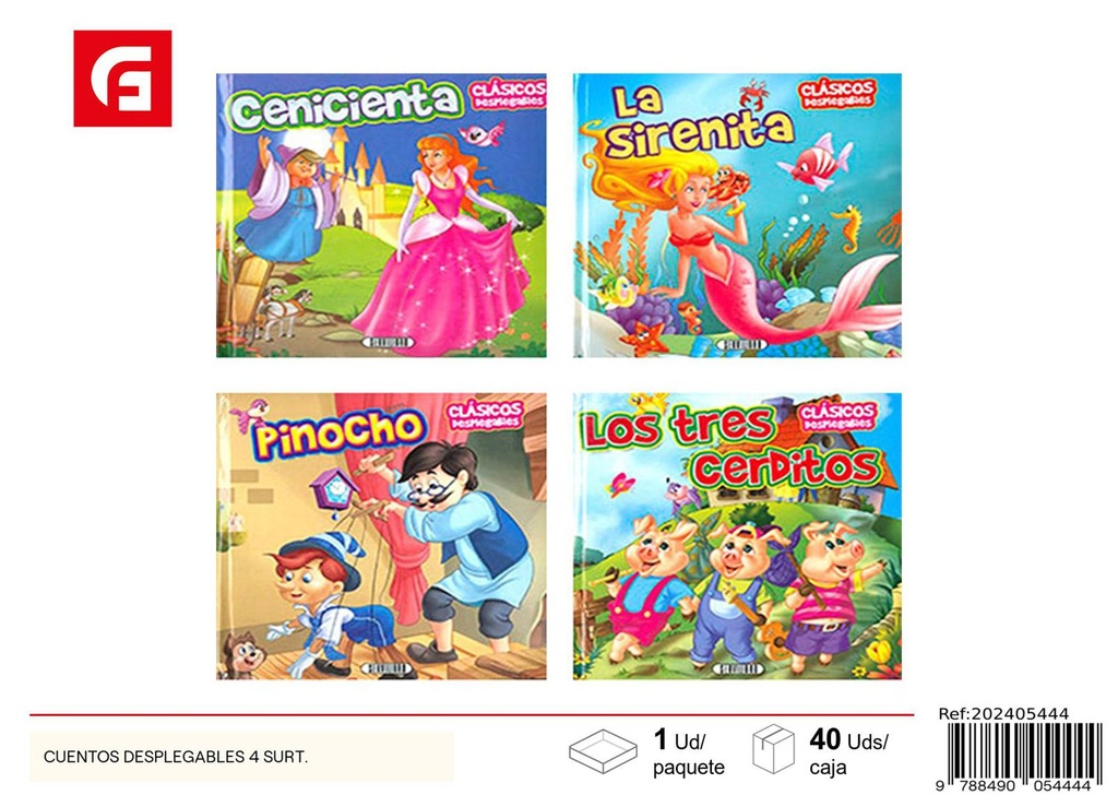 Cuentos desplegables 4 surtidos para lectura infantil