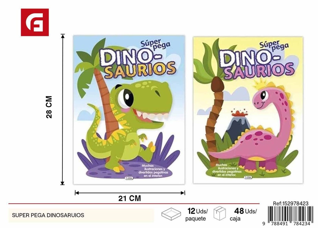 Libro de dinosaurios super pega - Material escolar