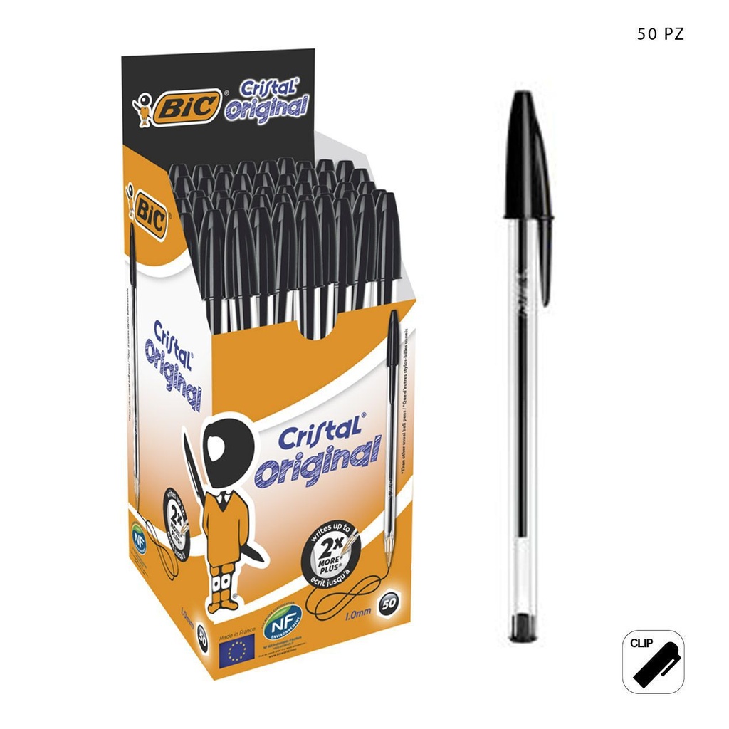 BIC Cristal original caja x50 negro para escritura diaria