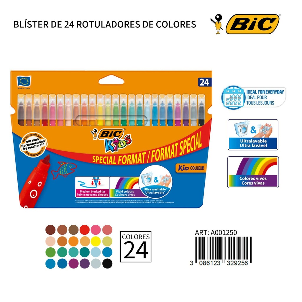 Rotulador BIC 24 colores - Estuche de 24 rotuladores de colores