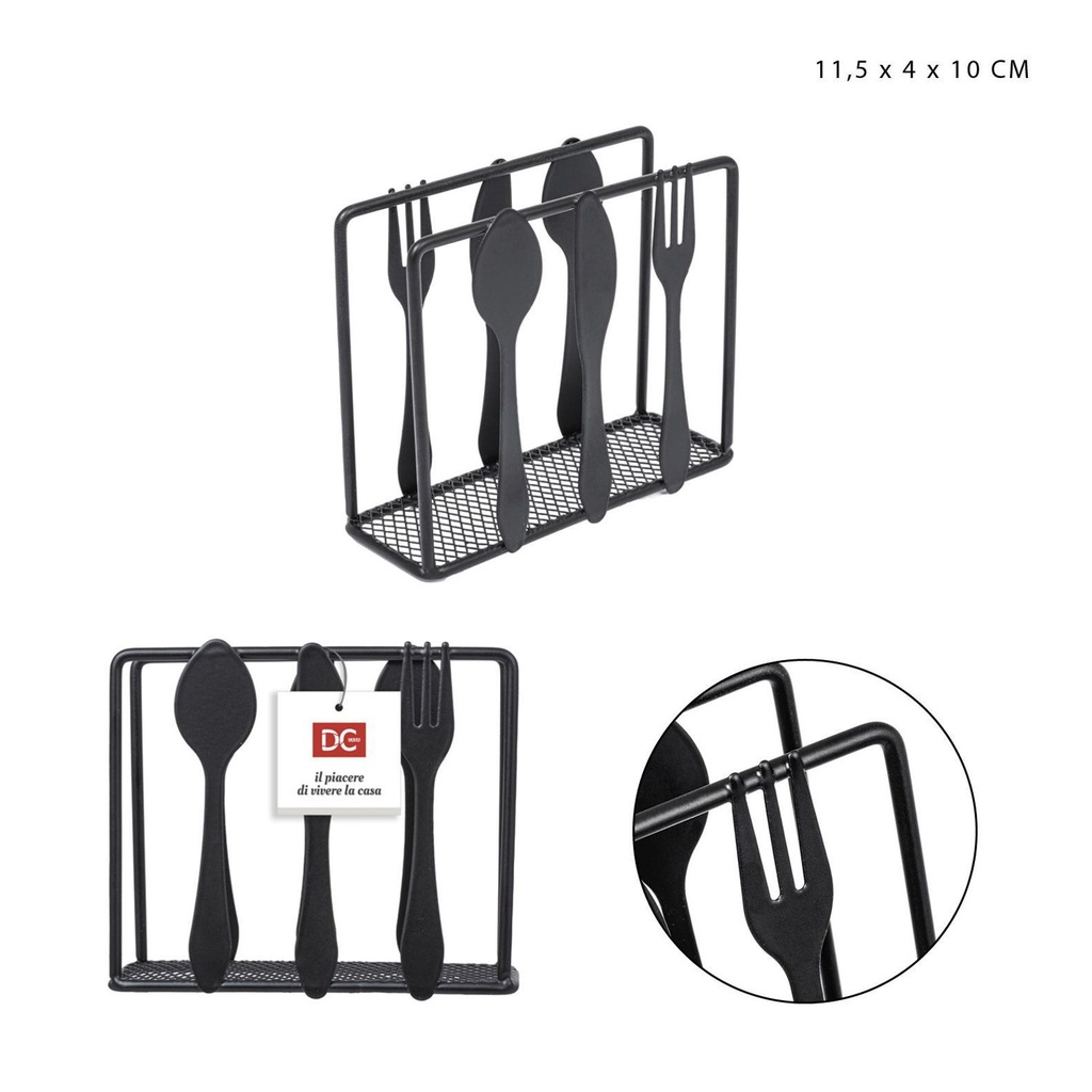 Porta servilletas Black Design de metal 11.5x4x10cm para cocina