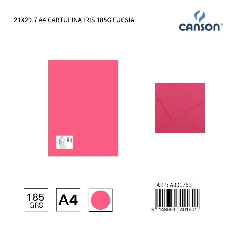 Cartulina A4 21x29.7 185g fucsia - Papelería y material escolar