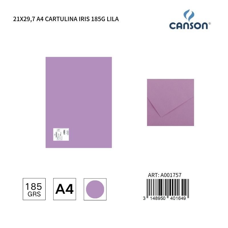 Cartulina A4 21x29.7 185g lila - Papelería y material escolar