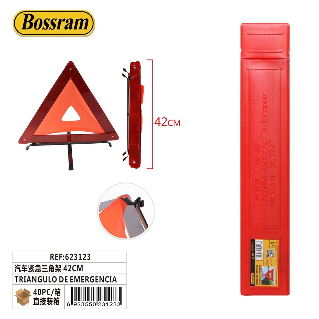 Triángulo de emergencia 42cm - Señalización para automóviles