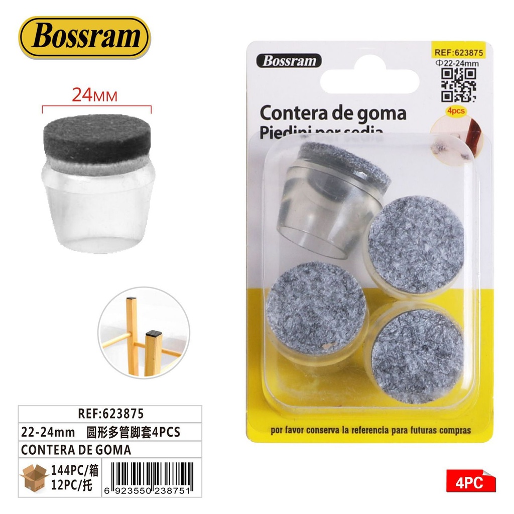 Contera de goma redonda 22-24 mm 4 pcs - Suministros de ferretería