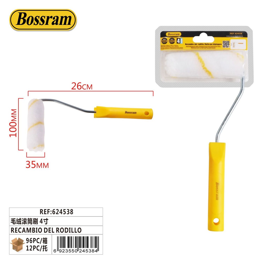 Recambio de rodillo de pintura 4" para aplicación de pintura
