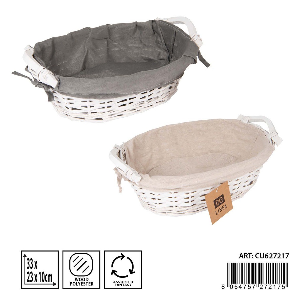 Cesta ovalada colgante de tela 33x23x10cm para almacenamiento en cocina