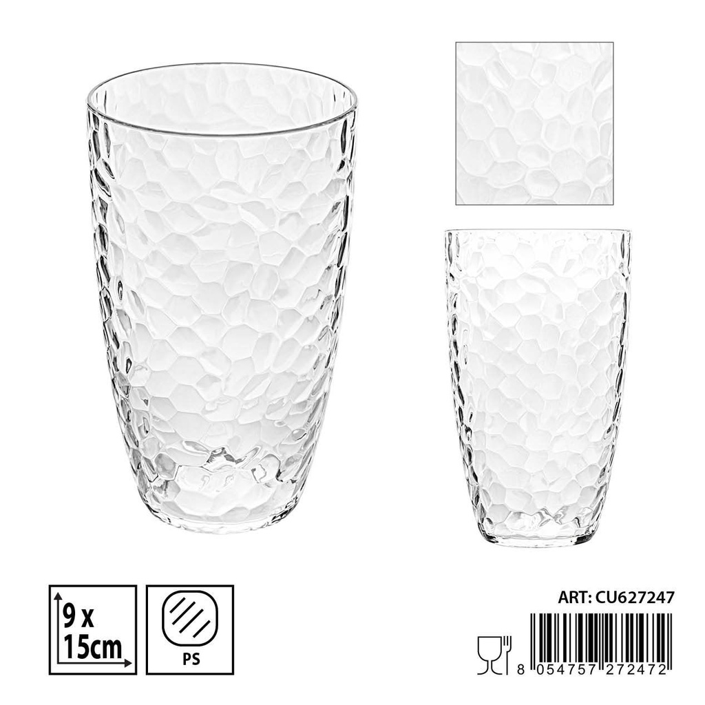 Vaso de plástico PS textura 9x15cm - Cocina Vasos