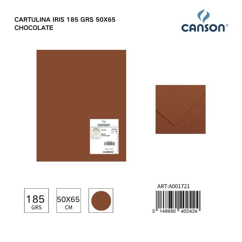 Cartulina Iris color chocolate 185 grs 50x65 cm - Papelería y manualidades
