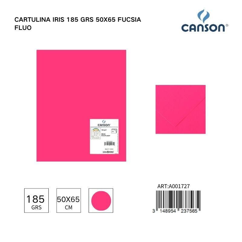 Cartulina Iris 185 grs 50x65 Fucsia Fluo - Papelería