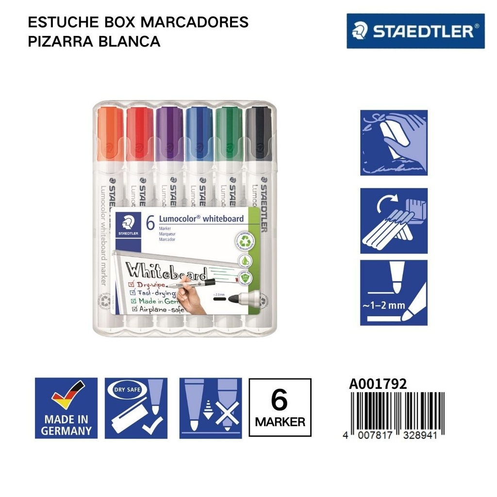 Estuche con 6 marcadores de pizarra blanca STAEDTLER - Material escolar