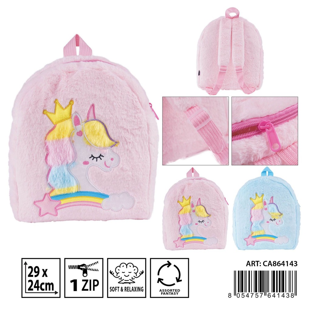 Mochila peluda para niña 29x24cm - Accesorios de moda infantil