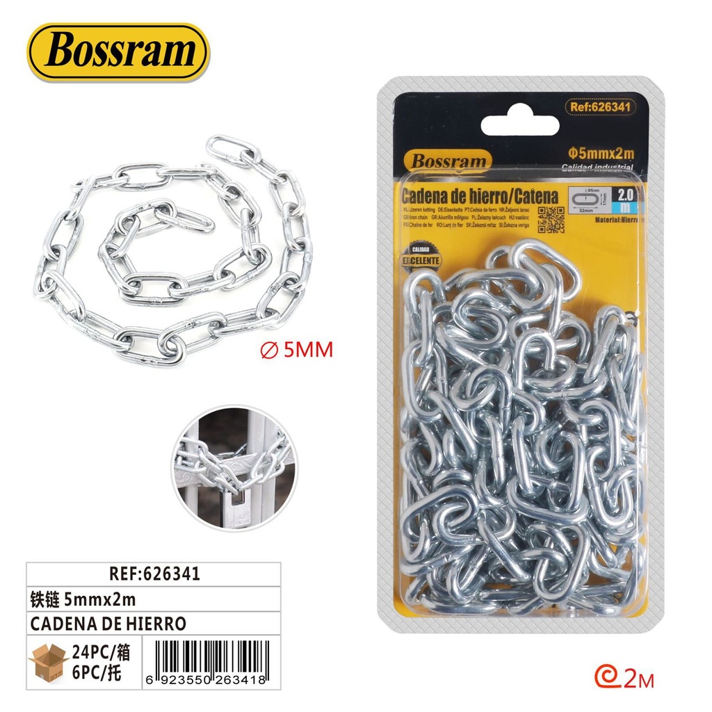 Cadena de hierro 5mm x 2m - Alambres y cadenas