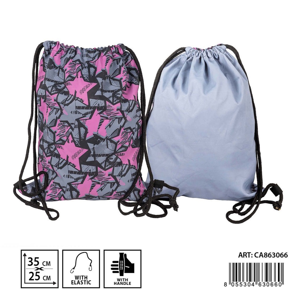 Mochila saco con diseño de estrellas L 35x25cm para niños y actividades