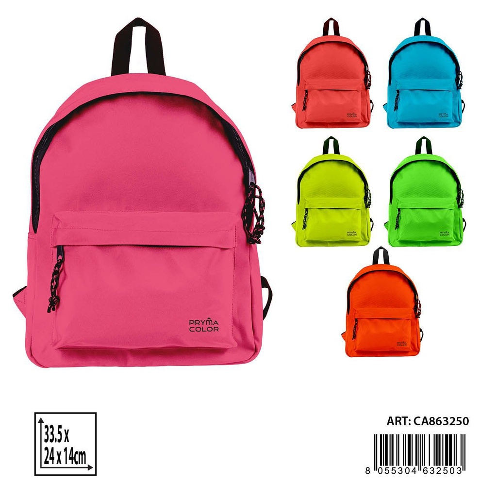 Mochila fluorescente 33.5x24x14cm para niños y escolares