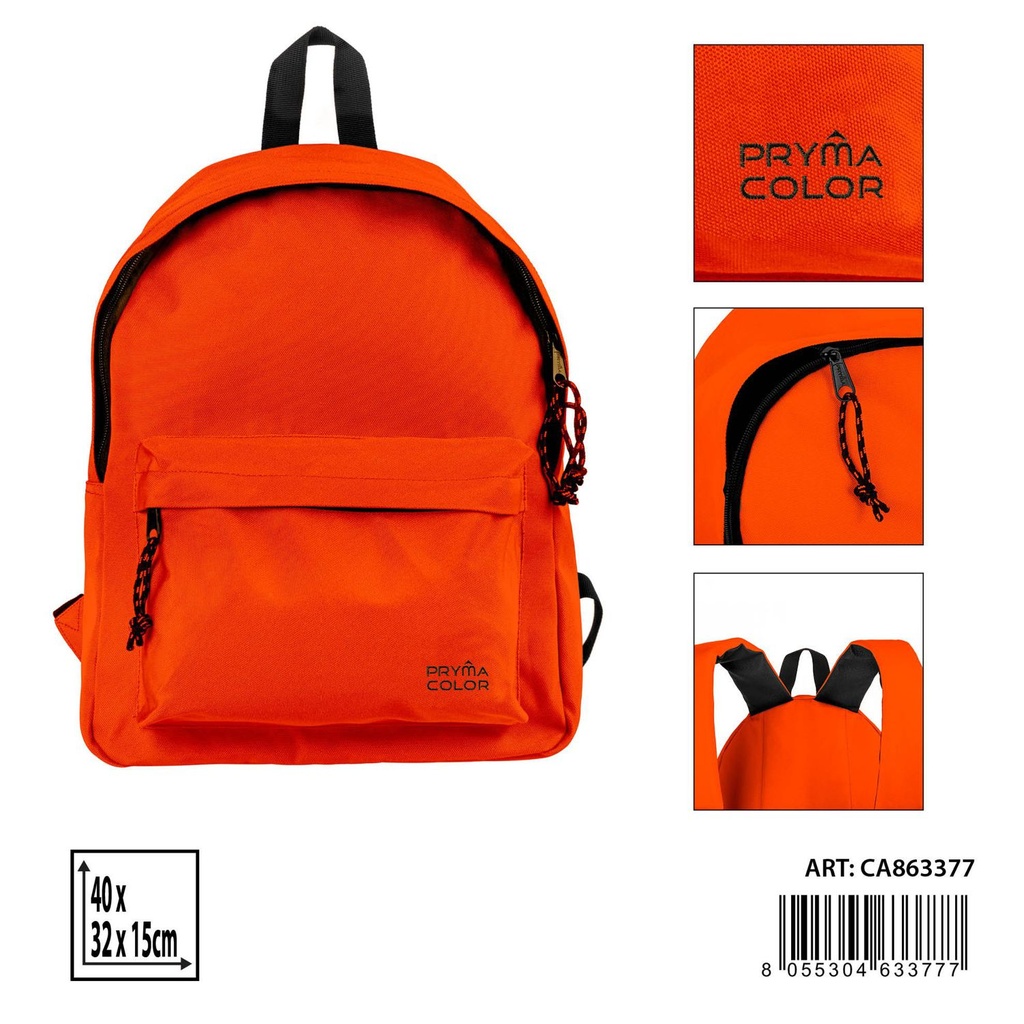 Mochila grande 40x31x15cm naranja fluor