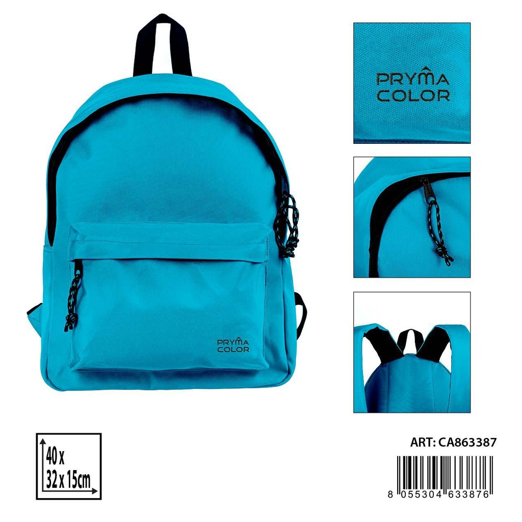 Mochila grande color sólido 40X31X15cm azul fluorescente - Mochilas y estuches