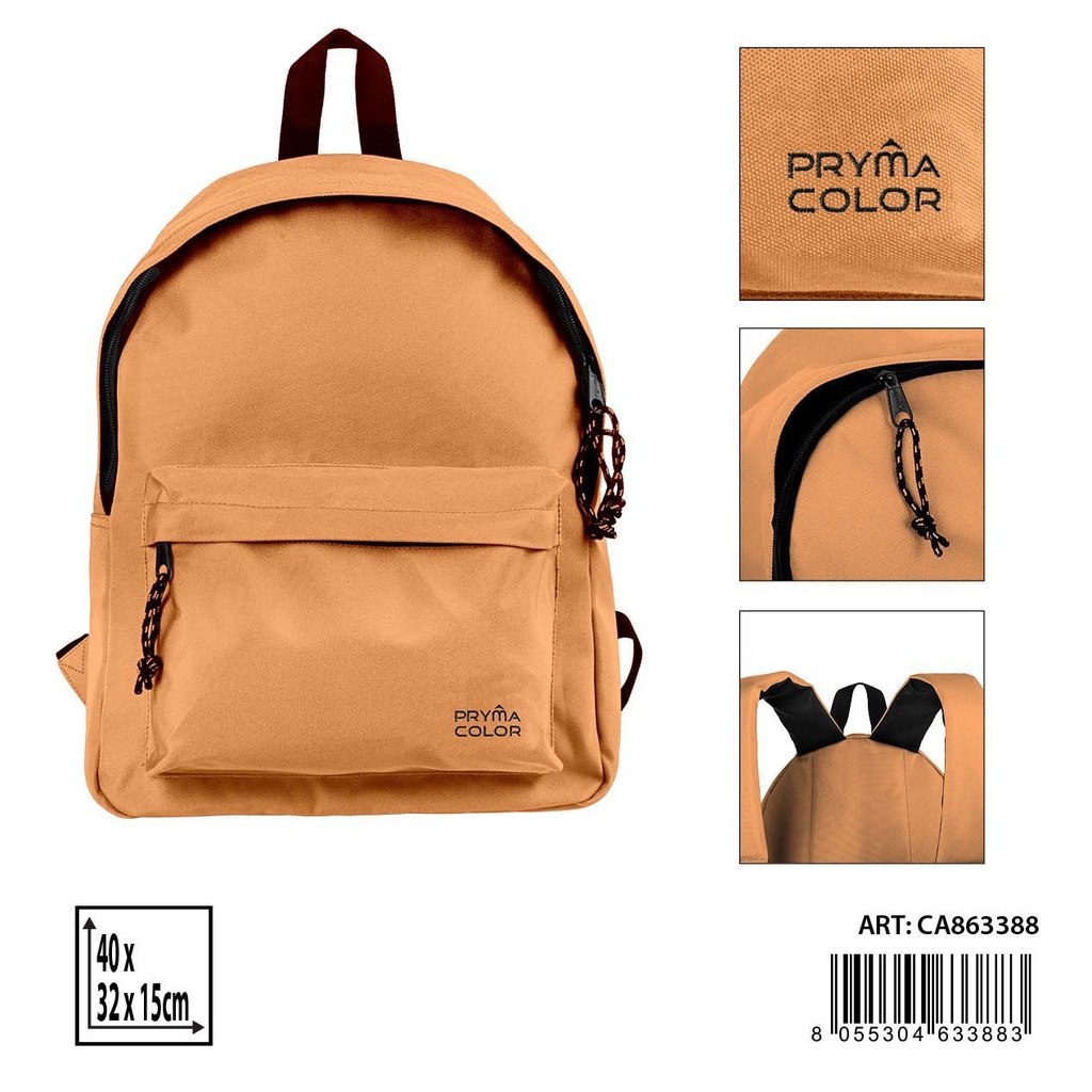 Mochila grande color sólido 40X31X15cm naranja pastel - Mochilas y estuches