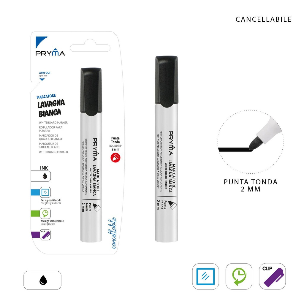 Marcador para pizarra blanca 2mm negro - Papelería y artículos de escritura