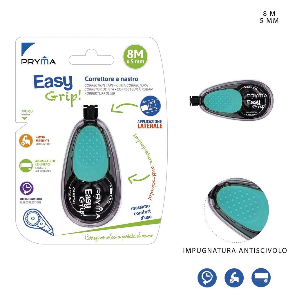 Cinta correctora Easygrip 5mmx8m celeste - Papelería y material escolar