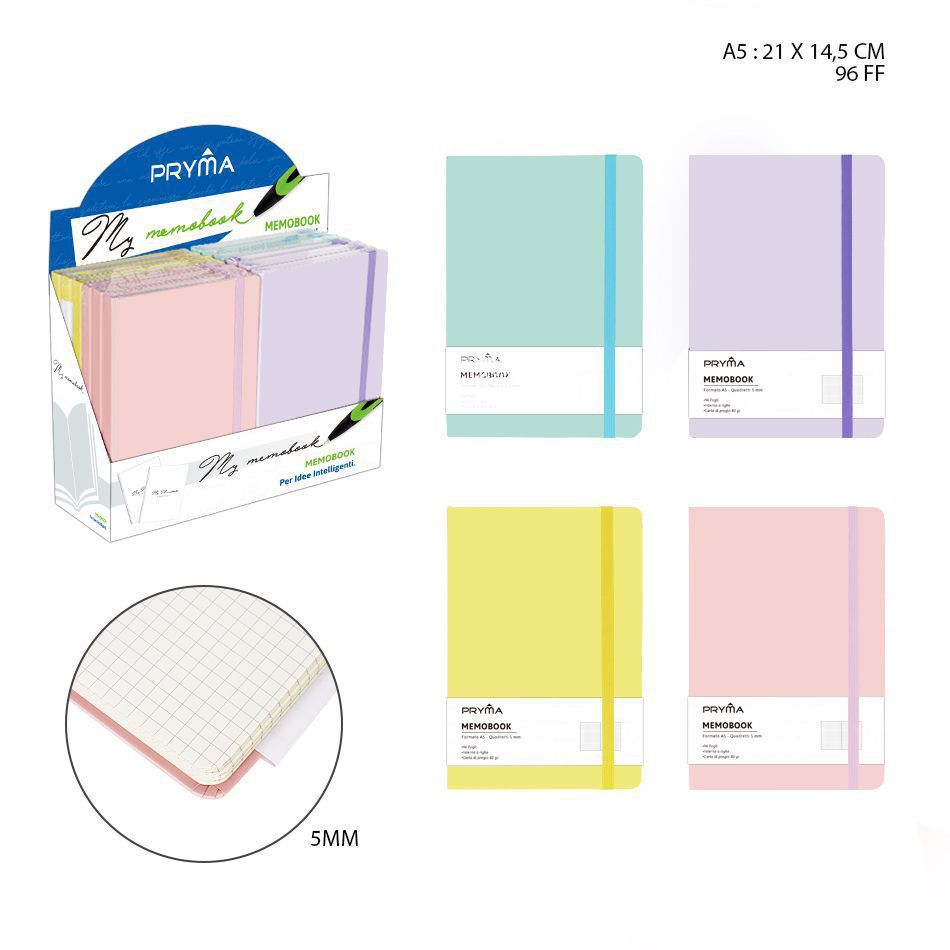 Libreta A5 96 hojas 5 mm color pastel - Papelería creativa