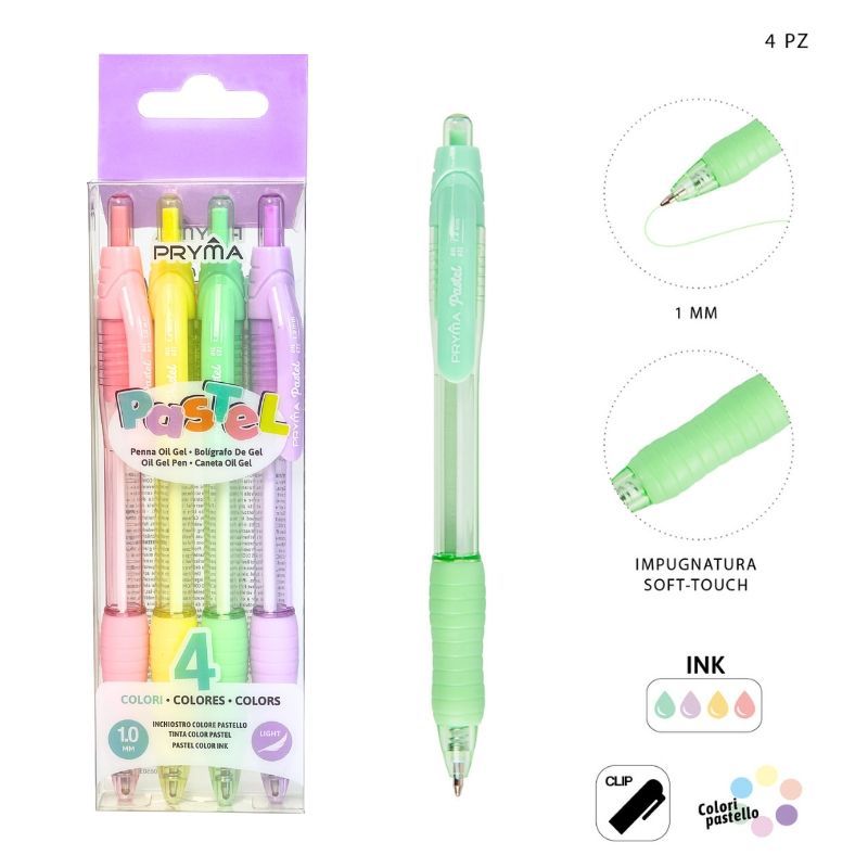 Bolígrafo gel pastel 1 mm 4PZ - Material escolar