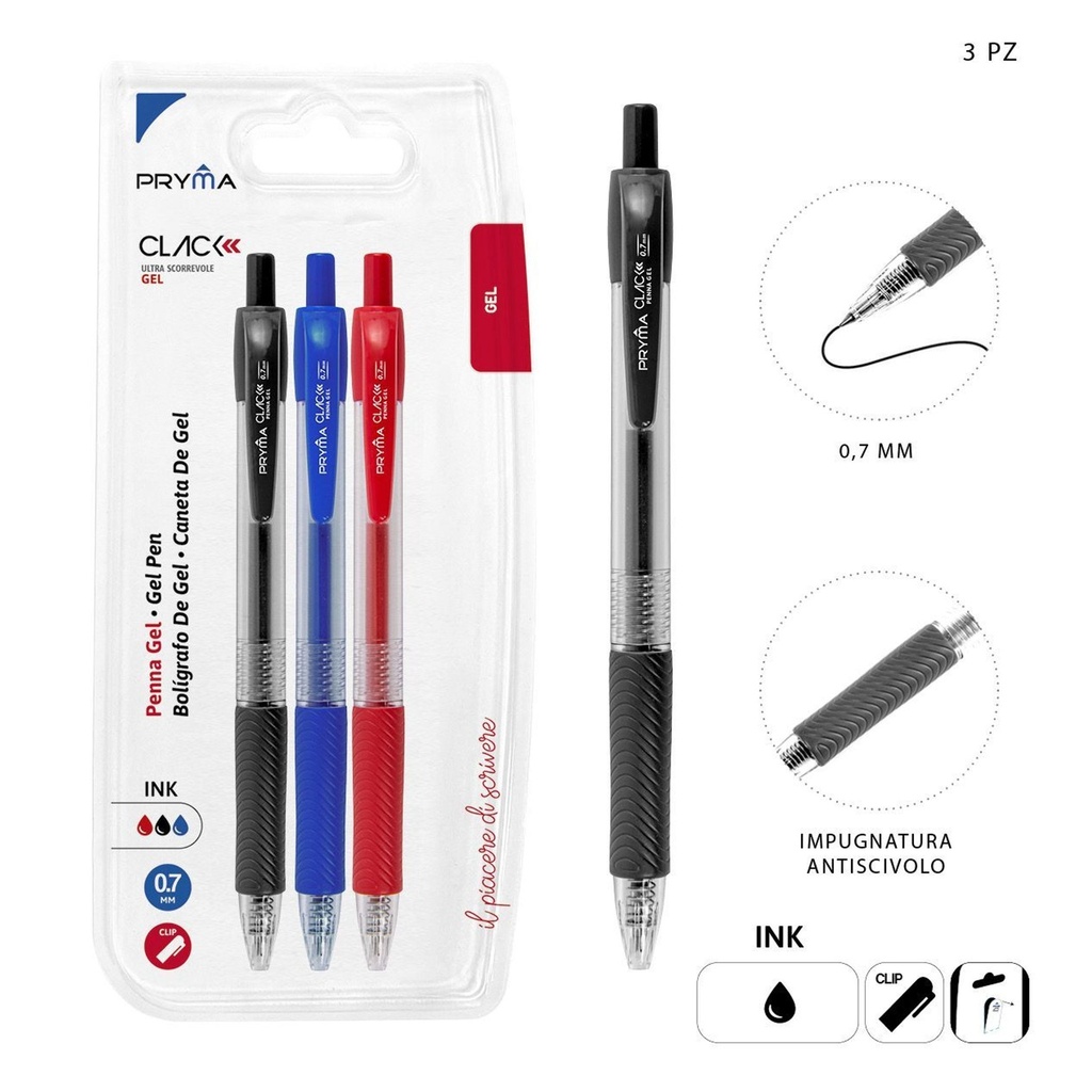 Bolígrafo de clic 0.7 mm 3 pz - Utensilios de escritura