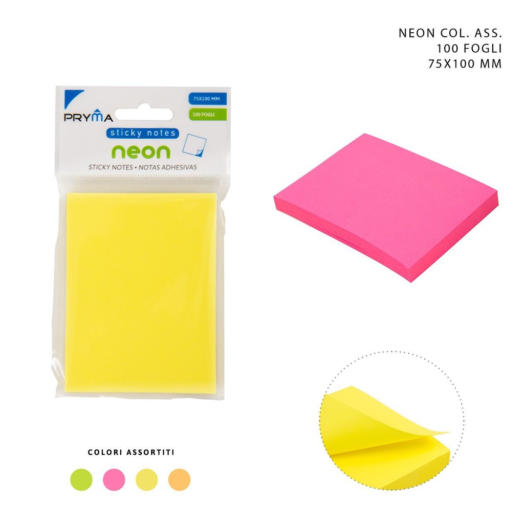 Notas adhesivas 75x100 mm 100ff fluorescentes - Material de oficina