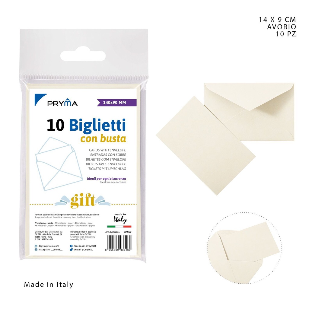 Carta + sobre 14x9 cm marfil 10 pz - Papelería y artículos de correspondencia