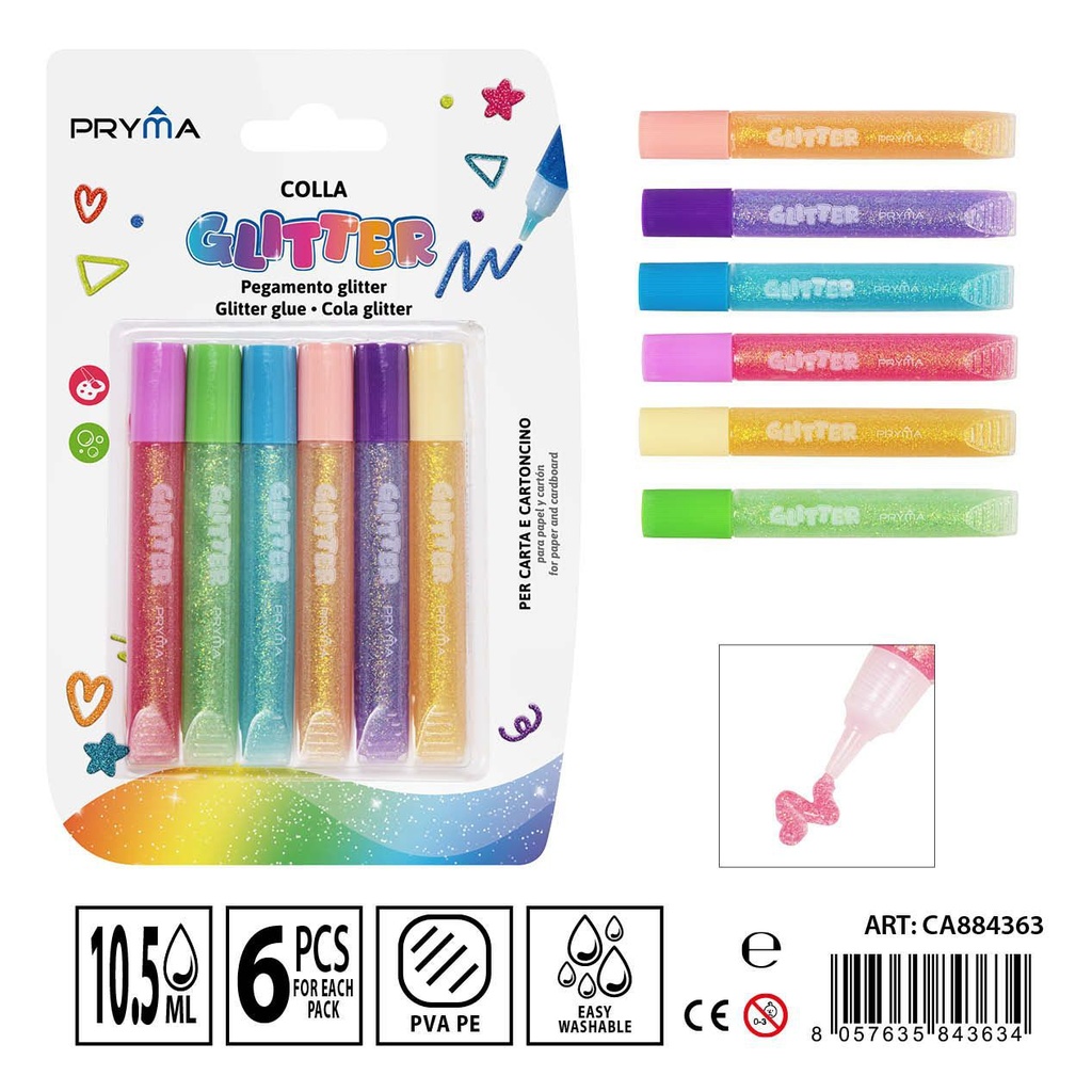 Pryma Pegamento Pastel Brillante 10.5ml 6unds para manualidades