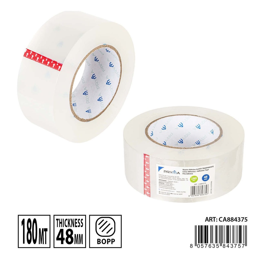 Cinta adhesiva super transparente 48mmx180m - Cinta de uso versátil