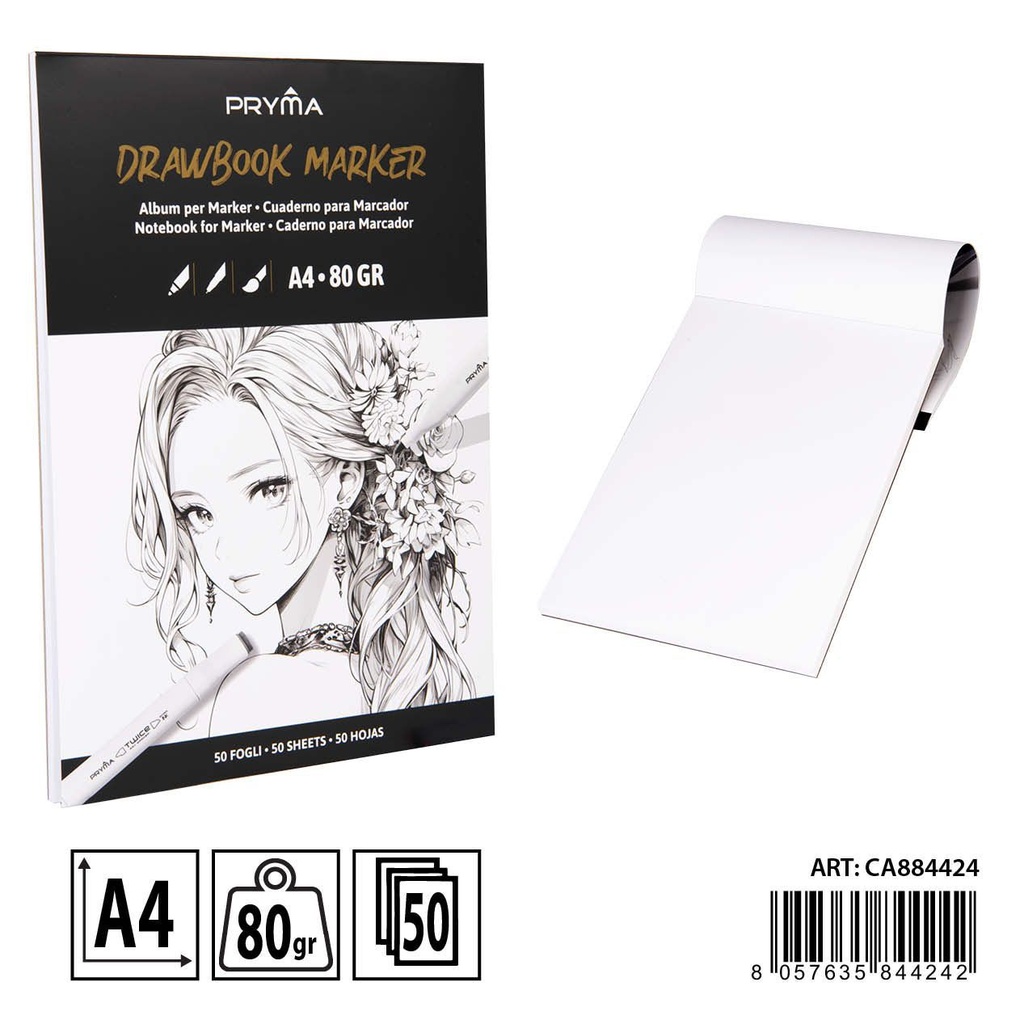 Cuaderno de dibujo A4 50 hojas 80g para artistas y estudiantes