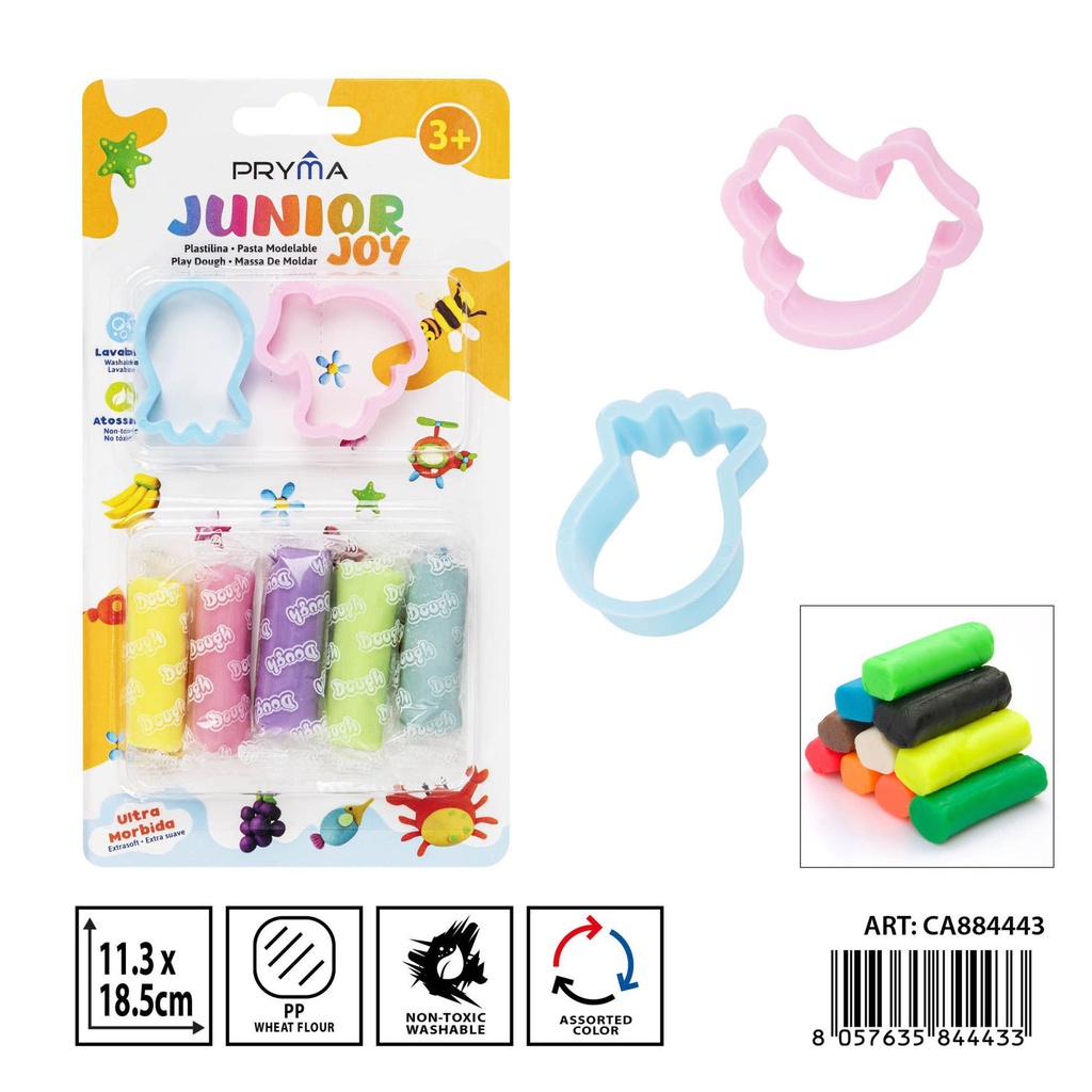 Plastilina 10g 5pz + herramientas 2pz - Materiales para manualidades y niños